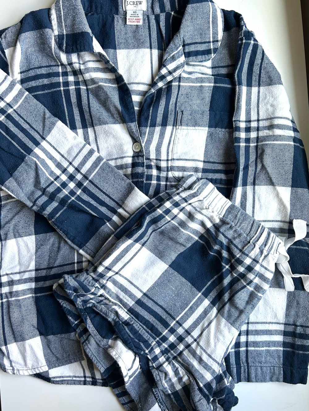 J. Crew Navy and White Plaid Women’s Pajama Set